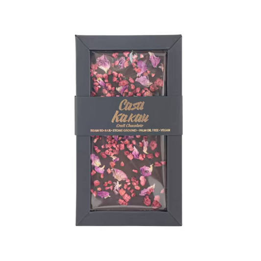 Casa Kakau Craft Chocolate Bulgarische Rosenblätter Himbeere 70g