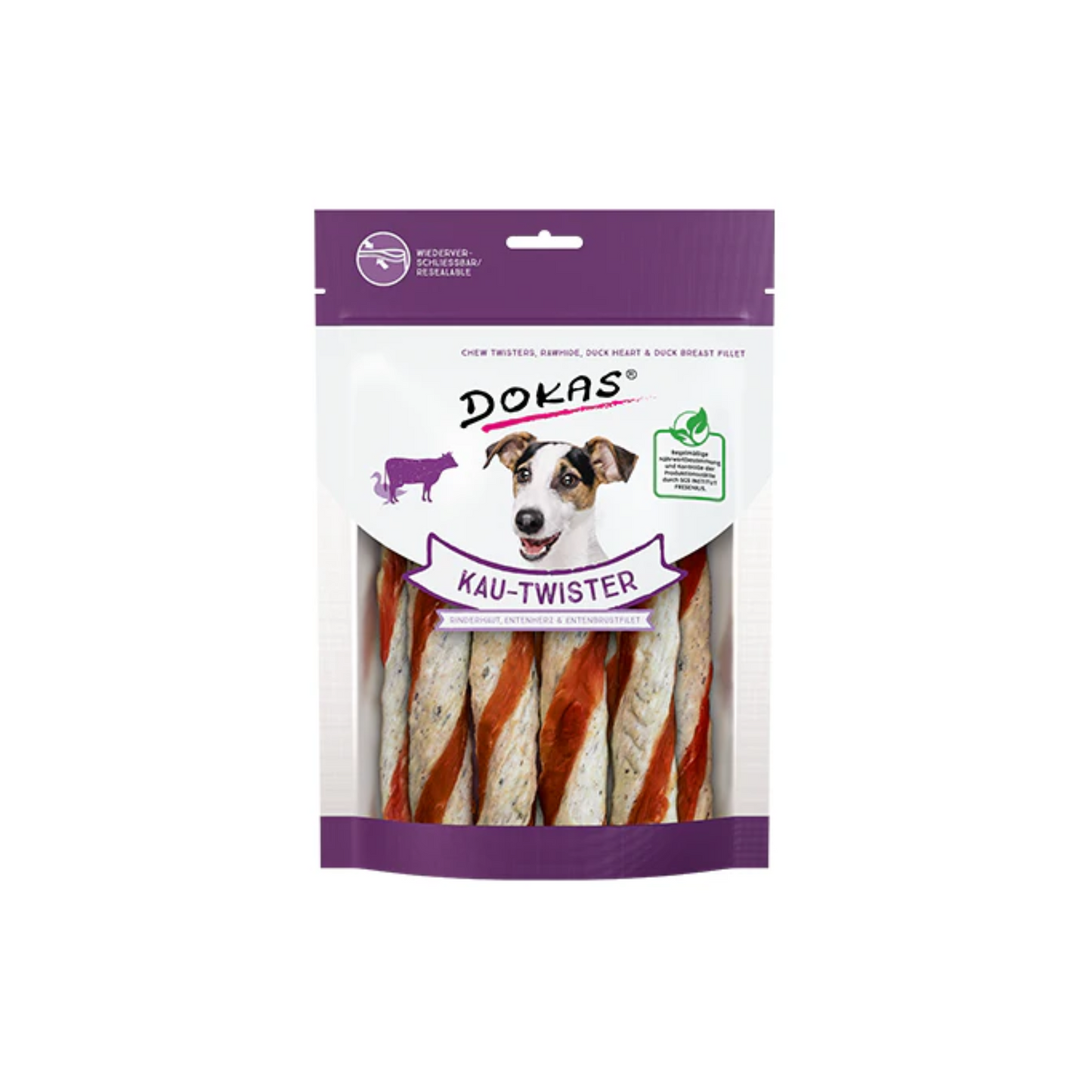 Dokas Kau-Twister Rinderhaut&Entenherz&Entenbrustfilet 200g