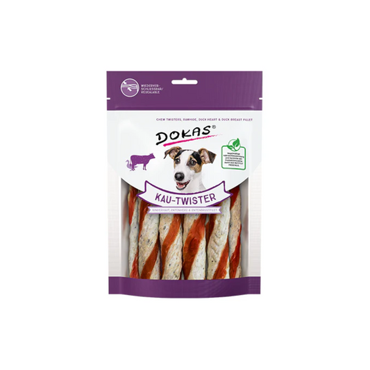 Dokas Kau-Twister Rinderhaut&Entenherz&Entenbrustfilet 200g