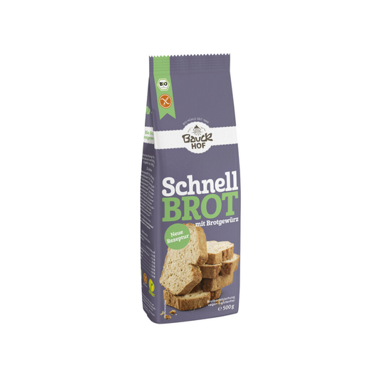 Bio Bauck Mühle Schnellbrot mit Brotgewürz Glutenfrei 500g
