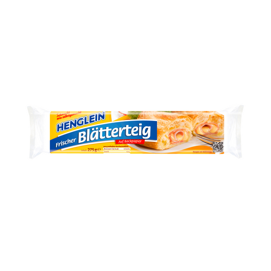 HENGLEIN Frischer Blätterteig backfertig ausgerollt auf Backpapier 275g