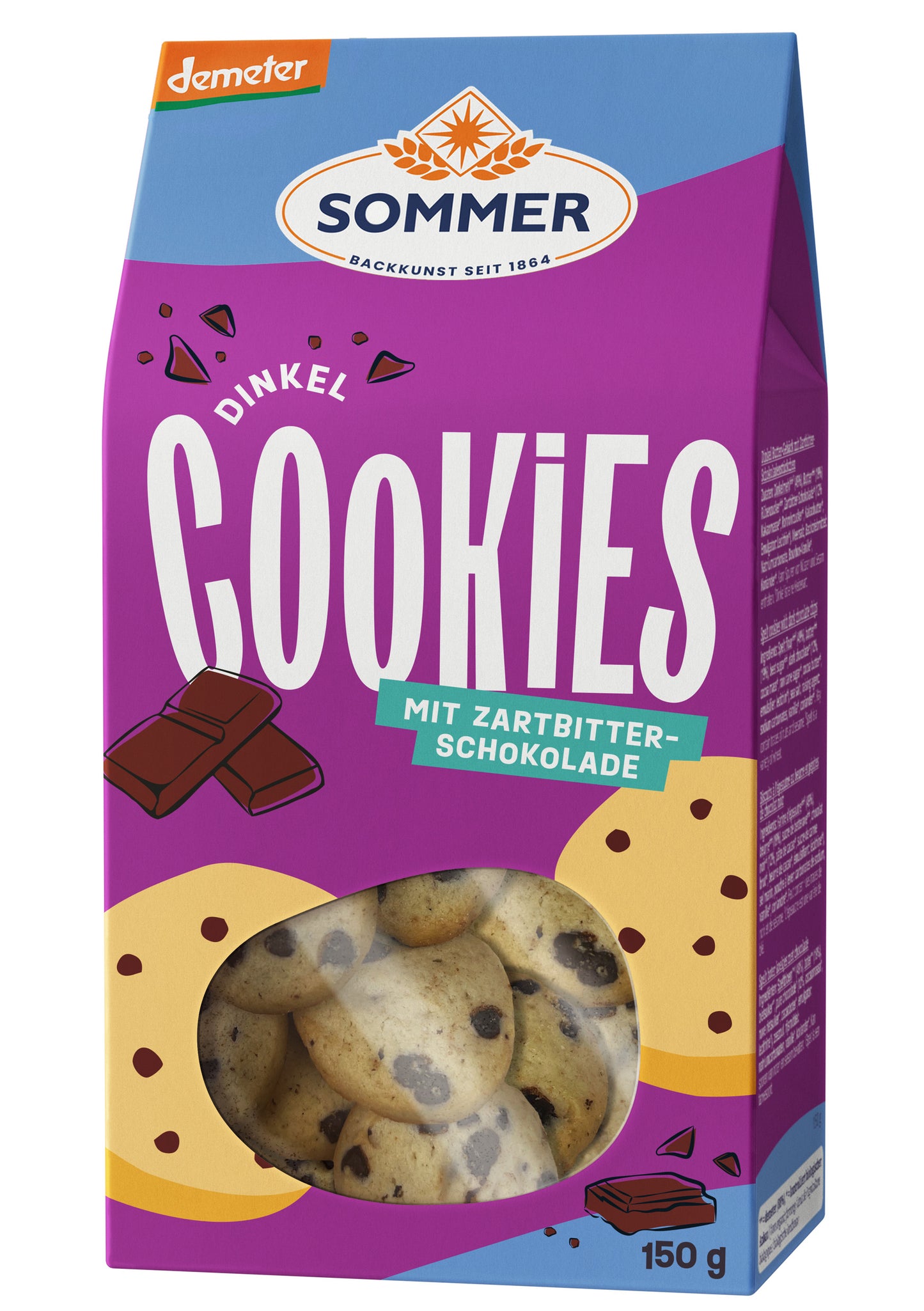 Demeter Sommer Dinkel Cookies mit Zartbitter-Schokolade 150g