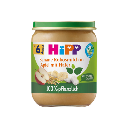 Bio Hipp 100% pflanzlich Banane Kokosmilch in Apfel mit Hafer 160g