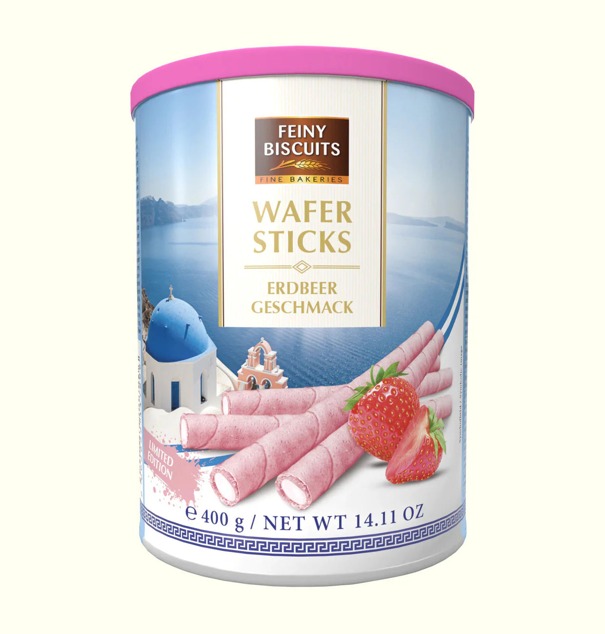 Feiny Biscuits Waffelröllchen Erdbeergeschmackcreme 400g