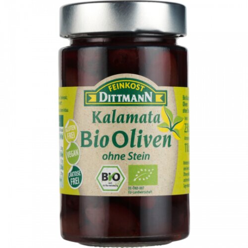 Bio Feinkost Dittmann Oliven schwarz ohne Stein 230g