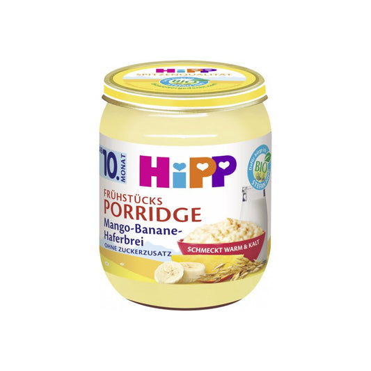 Bio Hipp Frühstücks-Porridge Mango-Banane-Haferbrei ohne Zuckerzusatz ab 10.Monat 160g