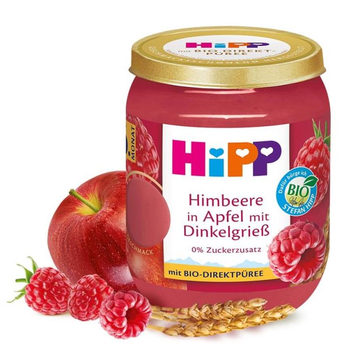 Bio Hipp Himbeere in Apfel mit Dinkelgrieß 160g