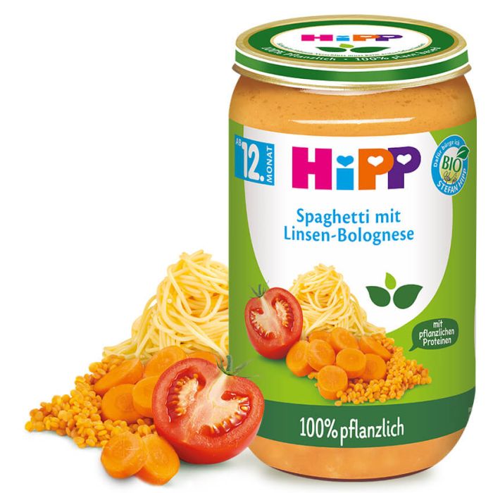 Bio Hipp 100% pflanzlich Spaghetti mit Linsen-Bolognese 250g