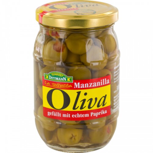 Feinkost Dittmann Oliva Manzanilla Oliven mit Paprika 300g