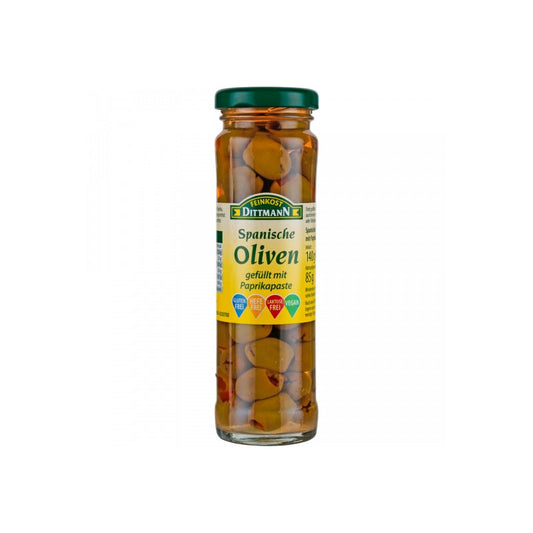 Feinkost Dittmann Oliven gefüllt mit Paprika Paste 140g