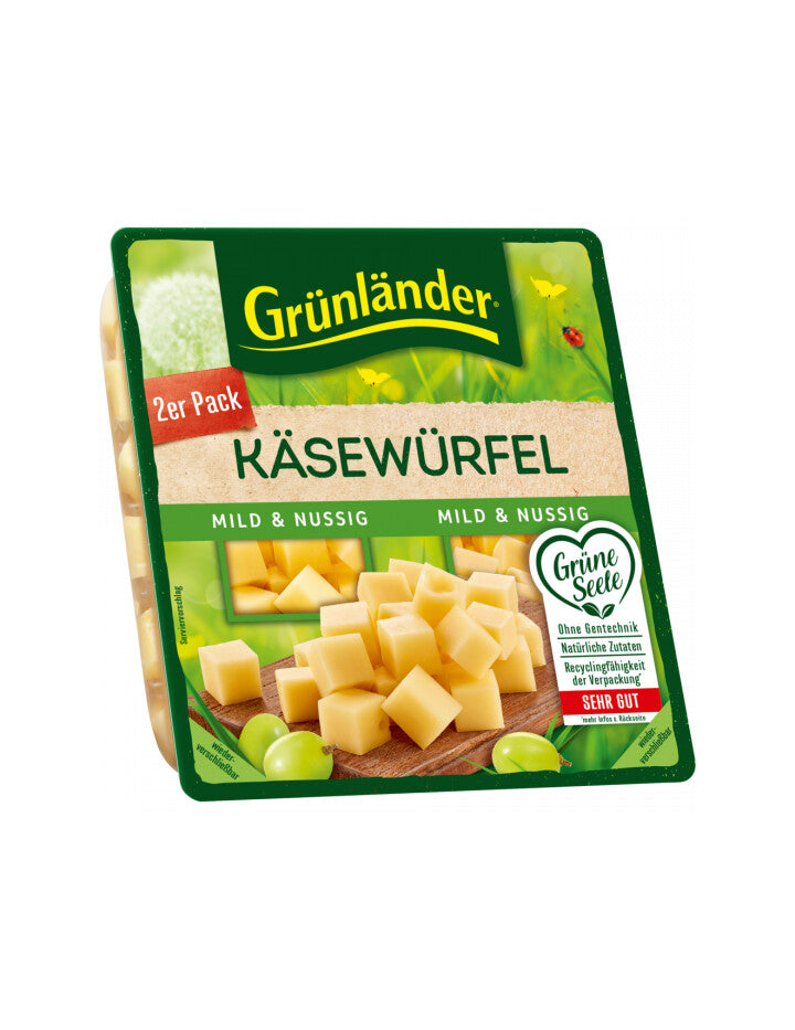 Grünländer Würfel Mild&Nussig 48% Vollfettstufe 2x60g