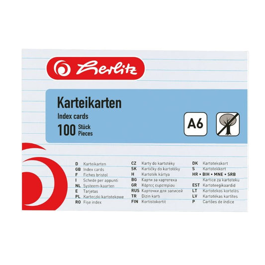 Herlitz Karteikarte liniert weiß A6 100ST