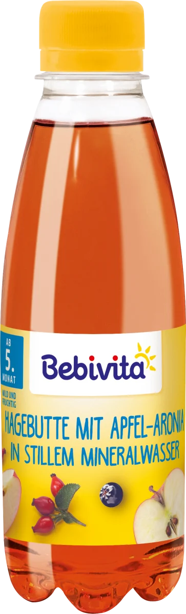 Bio Bebivita Hagebutte mit Apfel-Aronia in stillem Mineralwasser ab dem 5.Monat 0,5l DPG