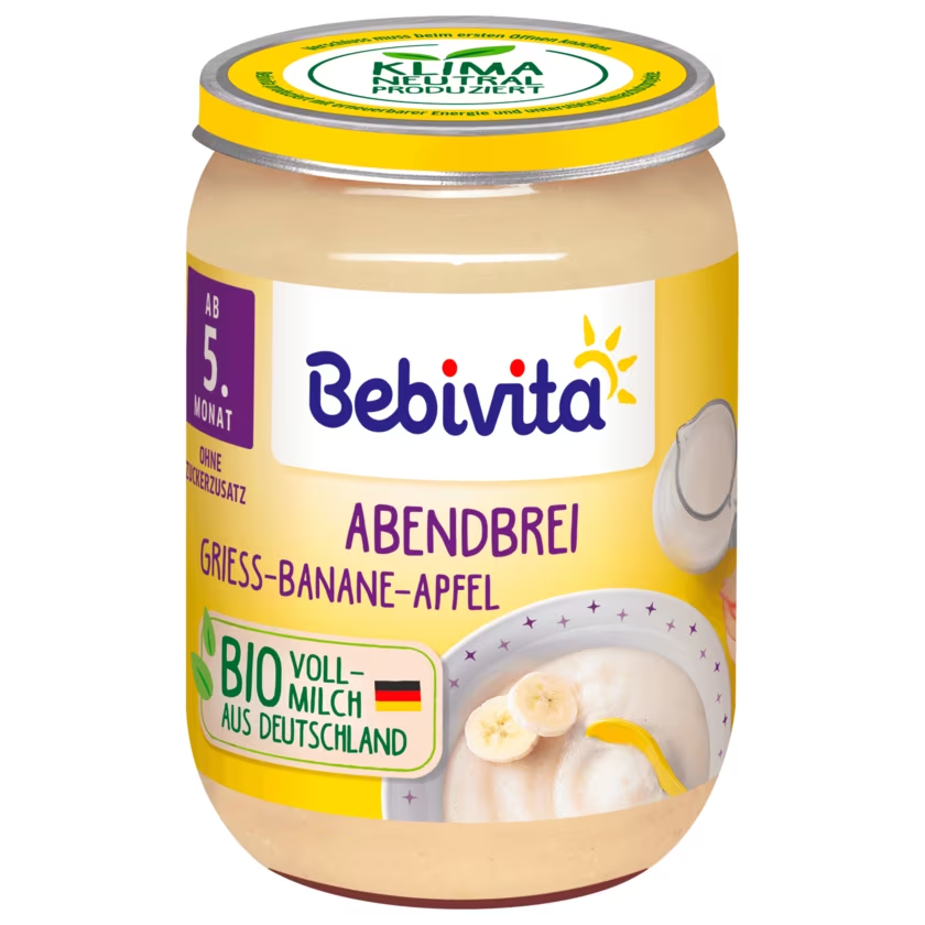 Bio Bebivita Abendbrei Grieß-Banane-Apfel ab 5.Monat 190g