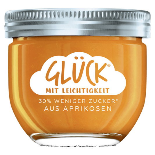 Glück Fruchtaufstrich Aprikose weniger Zucker 230g