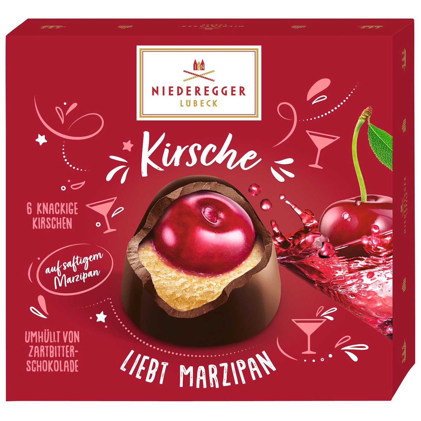 Niederegger Marzipan Pralines Kirsche auf Marzipan 108g